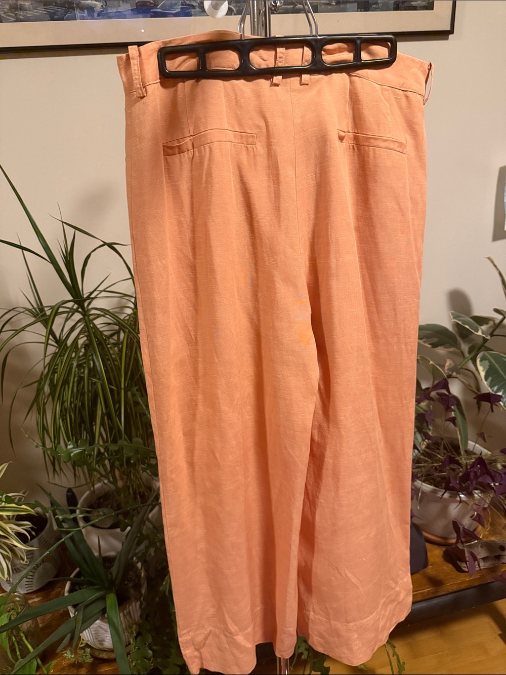 Women's Peach Wide-Leg Trousers - Casual Comfort - Picture 2 of 3